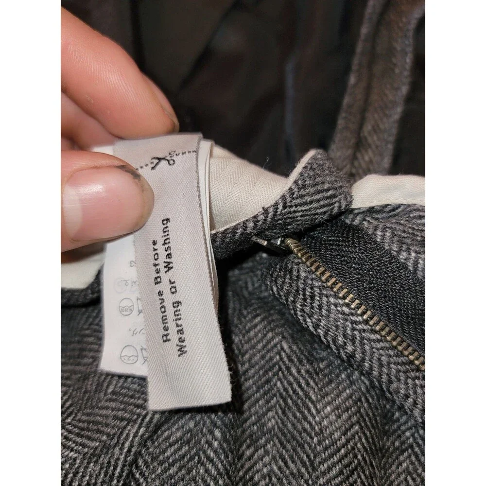 J.CREW Bowery Slim Fit Gray Herringbone Wool Blend Tweed Dress Pants Men 34x32